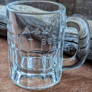 Vintage 1940's A&W Root Beer Mini Mug Embossed Heavy Glass Mug